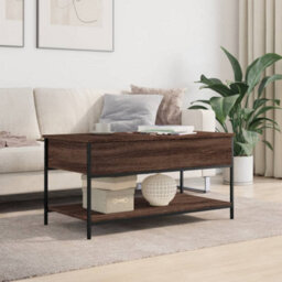 Walplus Coffee Table Brown Oak 100X50X50 Cm Engineered Wood And Metal - thumbnail 3
