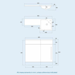 Nes Home 900mm Dark Grey Rh Vanity Unit Basin With Toilet Wc Combination Elora - thumbnail 9