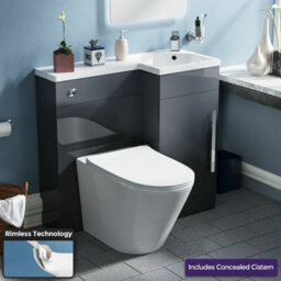 Nes Home 900mm Dark Grey Rh Vanity Unit Basin With Toilet Wc Combination Elora - thumbnail 1