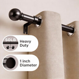 Oxford Homeware Satin Black Nickel Effect Extendable Curtain Pole With Metal Ball Finials, (L)1200mm-2100mm (Dia)28mm - thumbnail 7