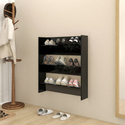 Berkfield Wall Shoe Cabinet Black 80X18X90 Cm Engineered Wood - image 1