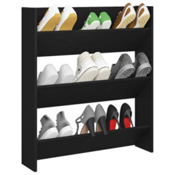 Berkfield Wall Shoe Cabinet Black 80X18X90 Cm Engineered Wood - thumbnail 3