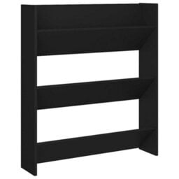 Berkfield Wall Shoe Cabinet Black 80X18X90 Cm Engineered Wood - thumbnail 2
