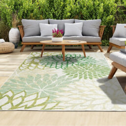 Homeart Outdoor Indoor Rug, Easy Clean, Uv Weather Resistant Rug For Patio, Gardenbellis Green,120X170Cm