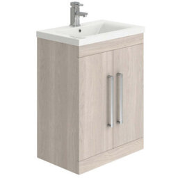 Plum&clay Novela Light Wood Floor Standing Vanity Unit With Ceramic Basin (W)600mm - thumbnail 1