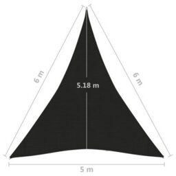 Berkfield Sunshade Sail 160 G/m2 Black 5X6X6 M Hdpe - thumbnail 6