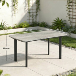 Outsunny Outdoor Coffee Table, Garden Table With Slatted Wpc Top, Grey - thumbnail 3