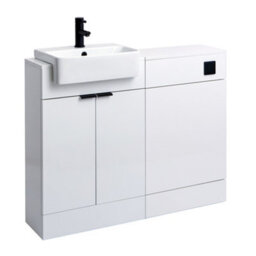 Homestylestore 1050mm White Bathroom Combination Vanity Wc Unit With Black Finger Pull Handle - thumbnail 2