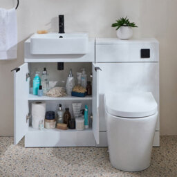Homestylestore 1050mm White Bathroom Combination Vanity Wc Unit With Black Finger Pull Handle - thumbnail 1