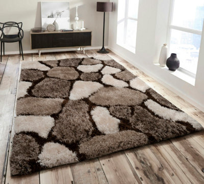 Home Republic Pebbles Shaggy Rug - Chocolate