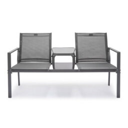 Vonhaus Love Seat For Garden, Grey 2 Seater Textilene Jack & Jill Loveseat, Patio & Companion Set For Outdoor & Terrace, Paris - thumbnail 8
