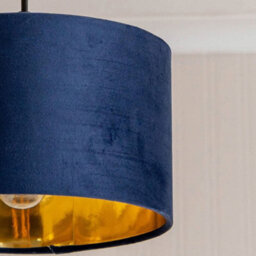 Valuelights Reni Navy Velvet & Gold Inner Drum Ceiling Lamp Shade And Bulb (D)25Cm - thumbnail 4