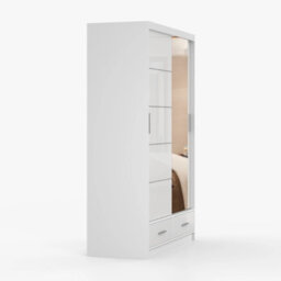 Florence Multi Purpose Wardrobe Storage Unit With Hanging Rail And Shelving Modern Design White With Mirror - thumbnail 4