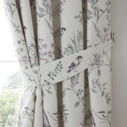 Dreams & Drapes Jazmine 100% Cotton Floral Print Pair Of Heather Pencil Pleat Curtains With Tie-Backs - thumbnail 3