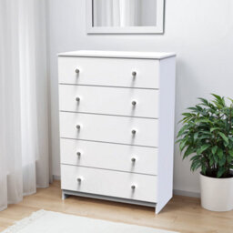 Yarmouth Ready Assembled Matt White No Effect 5 Drawer Wide Chest (H)1067mm (W)740mm (D)390mm - thumbnail 1