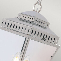 Luminosa Lighting Elstead Mansion House 3 Light Outdoor Ceiling Chain Lantern Polished Nickel Ip44, E14 - thumbnail 3