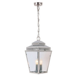 Luminosa Lighting Elstead Mansion House 3 Light Outdoor Ceiling Chain Lantern Polished Nickel Ip44, E14 - thumbnail 1