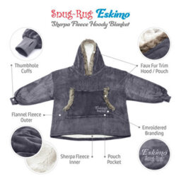 Snug Rug Eskimo - Lilac Grey Wearable Blanket Oversized Hoodie Blankets For Adults Hooded - thumbnail 4