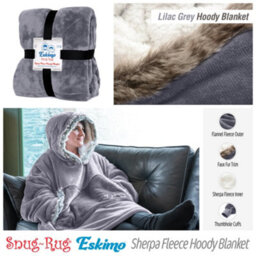 Snug Rug Eskimo - Lilac Grey Wearable Blanket Oversized Hoodie Blankets For Adults Hooded - thumbnail 2