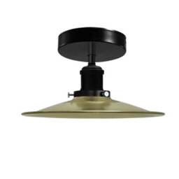 Retro Flush Mount Ceiling Light 22Cm Lampshade E27 Base Ceiling Lamp Fixture For Bed Room, Kitchen, Living Room Green Brass