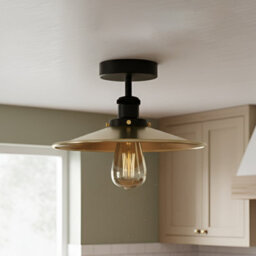 Modern Flush Mount Ceiling Lamp 22Cm Lampshade E27 Light Fitting For Bed Room, Kitchen, Living Room Green Brass - thumbnail 6