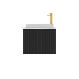 Royal Bathrooms Avenza 600mm Matt Obsidian Black Wall Hung Bathroom Countertop Vanity Unit 1 Drawer With Qubix Basin - thumbnail 6