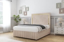 "Sloomy Boston Gold Sand Naples Divan Bed Set 4 Drawers With 54"" Floor Standing & 12"" Footboard 4' Small Double" - thumbnail 2