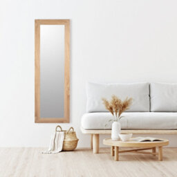 Andino Natural Light Oak Effect Woodgrain Rectangular Wall-Mounted Framed Mirror, (H)131Cm (W)41Cm