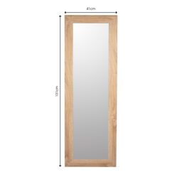 Andino Natural Light Oak Effect Woodgrain Rectangular Wall-Mounted Framed Mirror, (H)131Cm (W)41Cm - thumbnail 5