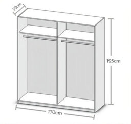 Arte Time Sliding Door Wardrobe In Pristine White - Premium Laminated Board - W170Cm X H195Cm X D57.5Cm - thumbnail 3