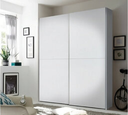 Arte Time Sliding Door Wardrobe In Pristine White - Premium Laminated Board - W170Cm X H195Cm X D57.5Cm