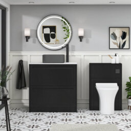 Royal Bathrooms Royal Bathroom Elmore 800mm Matt Nocturne Black Freestanding Countertop Bathroom Vanity Unit 2 Drawer With Art Square Basin - thumbnail 5