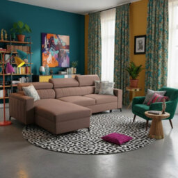 Baltico I Mini Modern Corner Sofa Bed With Adjustable Profiled Headrests  Storage Compact Fabric Lshape Settee Light Brown Left
