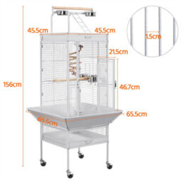 Yaheetech White Metal Bird Cage With Playtop And Casters - thumbnail 3