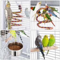 Yaheetech White Metal Bird Cage With Playtop And Casters - thumbnail 6