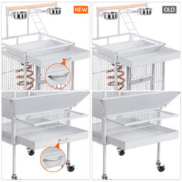 Yaheetech White Metal Bird Cage With Playtop And Casters - thumbnail 5