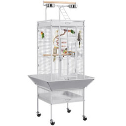 Yaheetech White Metal Bird Cage With Playtop And Casters - thumbnail 2