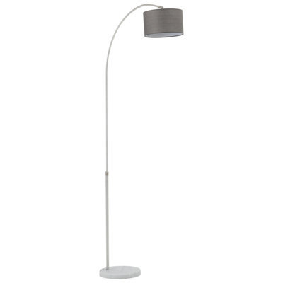 Komore Modern Arched Floor Light Grey Fabric Standing Light,marble Base - image 1