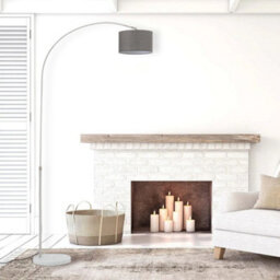 Komore Modern Arched Floor Light Grey Fabric Standing Light,marble Base - thumbnail 2