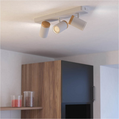 Loops Modern Triple Ceiling Spotlight In White And Brown - Led Bathroom Lighting - image 1