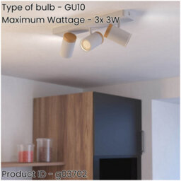 Loops Modern Triple Ceiling Spotlight In White And Brown - Led Bathroom Lighting - thumbnail 2