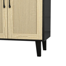 Black Modern Wood Storage Cabinet With Shelf 2 Doors Sideboard Buffe - thumbnail 5