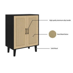 Black Modern Wood Storage Cabinet With Shelf 2 Doors Sideboard Buffe - thumbnail 4