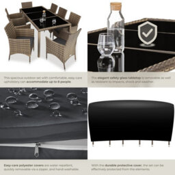 Tectake Garden Furniture Set Almansa - 8 Chairs, Dining Table, With Protective Cover - Nature/dark Grey - thumbnail 5