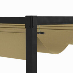 Outsunny 3X2M Metal Pergola Gazebo Patio Sun Shelter Retractable Canopy Khaki - thumbnail 9
