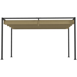 Outsunny 3X2M Metal Pergola Gazebo Patio Sun Shelter Retractable Canopy Khaki - thumbnail 8