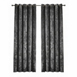 Crushed Velvet Eyelet Curtains Luxurious Finish For Contemporary Homes Grey - thumbnail 2