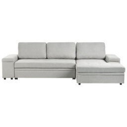Beliani Corner Sofa Bed 3 Seater Hrisey Boucle White With Storage Left Hand