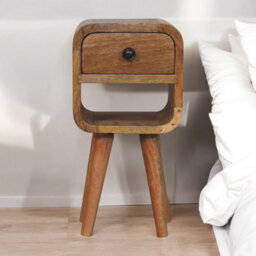 Artisan Furniture Solid Wood Extra Mini Oak-Ish Curve Lower Bedside - thumbnail 1