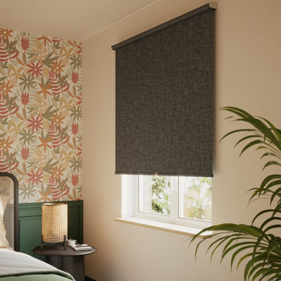 GoodHome Novan Cordless Black Blackout Roller Blind (W)120Cm (L)180Cm - image 1